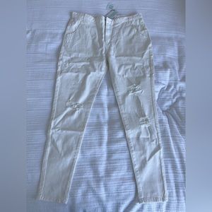 White straight leg jeans